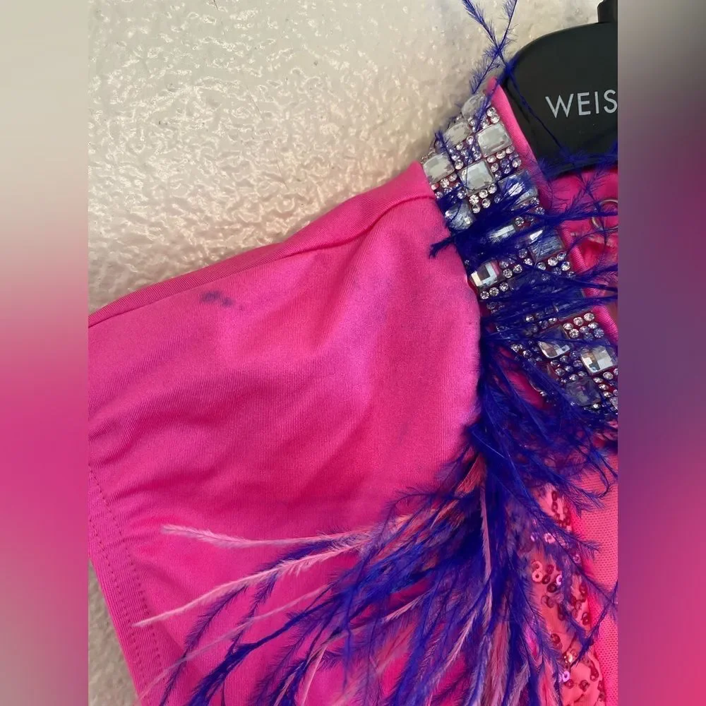WEISSMAN Dance Costume sassy pink feathers I Knew You Were Trouble 11869 LC